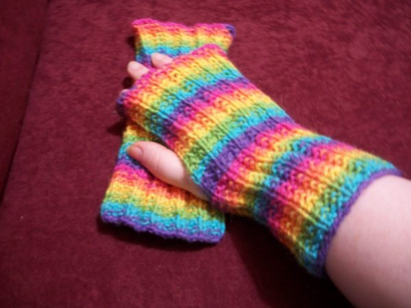 Knit the Rainbow Mitts