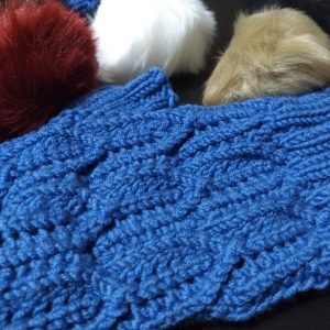 Quadrotriticale Mitts with some 'tribble' pom-poms