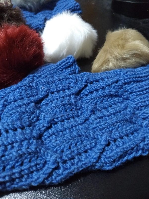 Quadrotriticale Mitts with some 'tribble' pom-poms